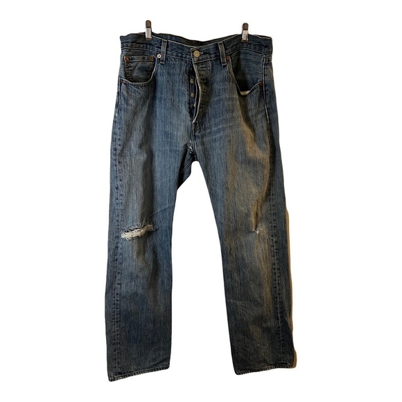 Levi's Other - Levi’s 501 Men’s distressed straight leg button fly jeans size 34W 30L